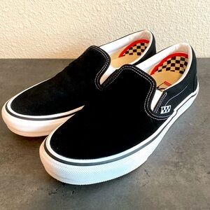 Men’s VANS Black Slip Ons Popcush Duracap Skate Sz 10